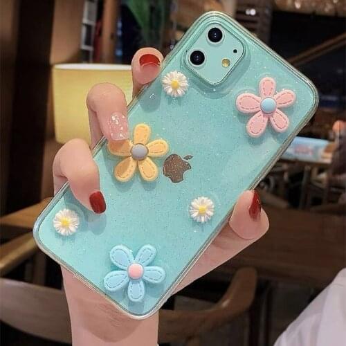 SUYACS Cute Wildflowers Daisy Clear Phone Case For iPhone 12 Mini 12 11 Pro Max XR X XS Max 7 8 Plus Full Body Soft Back Cover