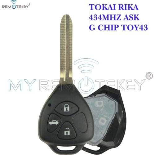 Remtekey TOKAI RIKA Remote key 3 button 434Mhz TOY43 for Toyota HILUX+434mhz+G chip