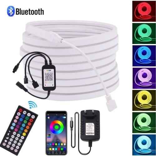 RGB Neon Strip Light Bluetooth APP Control 3535SMD 96leds/m Flexible DC12V Neon Round Tube Light DIY Neon Sign Outdoor Decor
