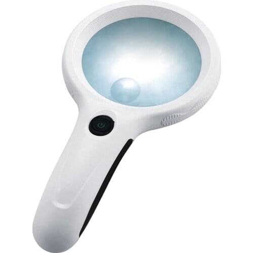 2.5X 90mm&8X 22mm Hand-held Magnifiers with 8 LED Jewelry Loupe Reading Magnifying Glass Lens with Money Detect Lamp Powered