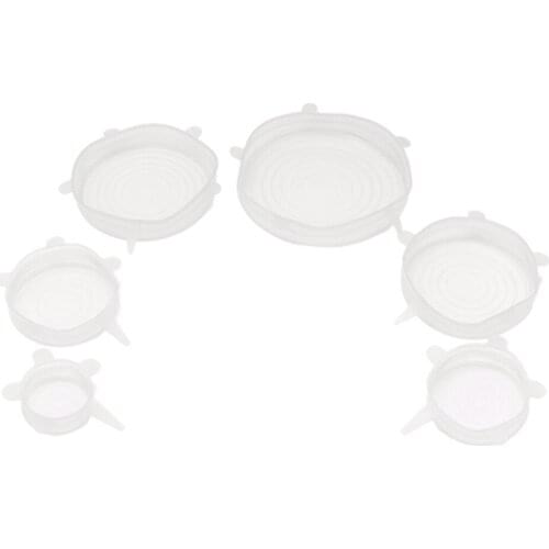 6x Silicone Lids Covers Reusable Bowl Sealer BPA free for food Fruit Lunch