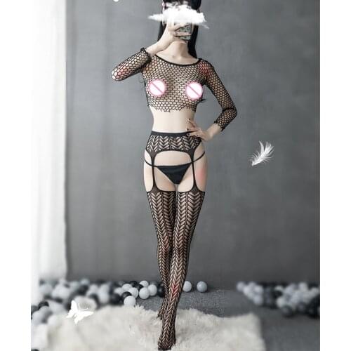 Sexy stockings long tube conjoined perspective hollow open file bottoming non-slip sling conjoined lace sexy stockings