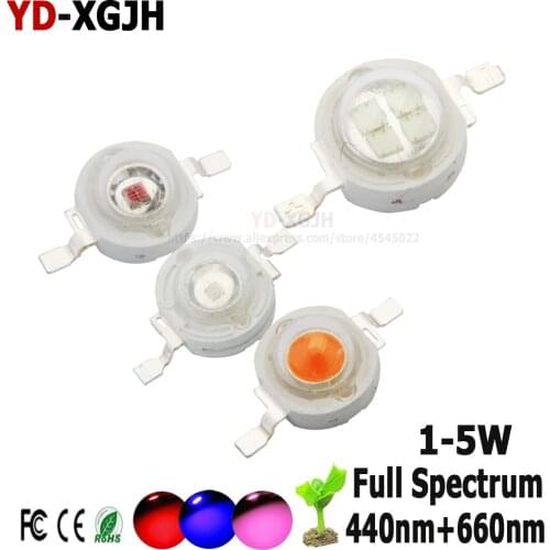 50PCS High Power LED Chip 1W 3W 5W for Plant Growing Deep Red full spectrum Gardening flower beds indoor planting fill light