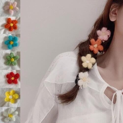 Wool Flower Hairpin Brooch Women Duals Uses Coat Cardigan Sweater Collar Brooch Hair Accessory -OPK