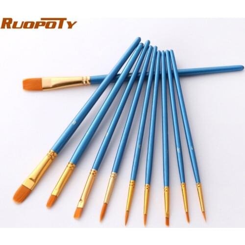 10Pcs/Set painting by numbers Nylon Hair Painting Brush Tool brushes Gouache Paint Brushes Different Shape Round Tip