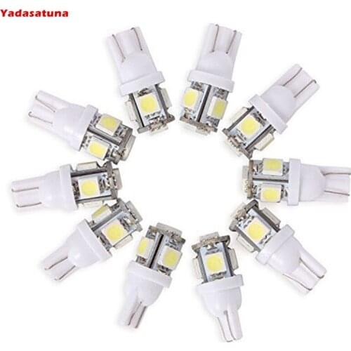 10 X Bombilla T10 5 LED 5050 SMD 12V Luz Coche trasera Lampara ,Blanco