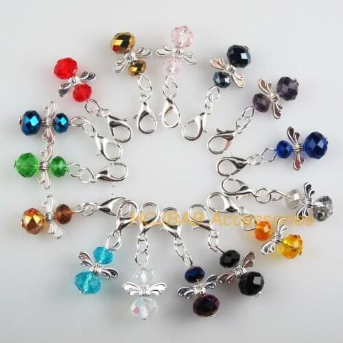 15 New Angel 14x22mm Charms Mixed Flat Crystal Silver Plated Star Retro With Lobster Claw Clasps