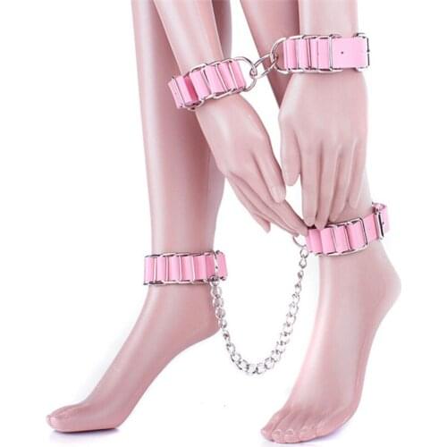 2 in1 PU Leather Hand and Ankle Cuffs Set Adult Games Sex Slave Fetish Bondage Restraints Crazy Sex Game Bdsm Sex Toy for Couple