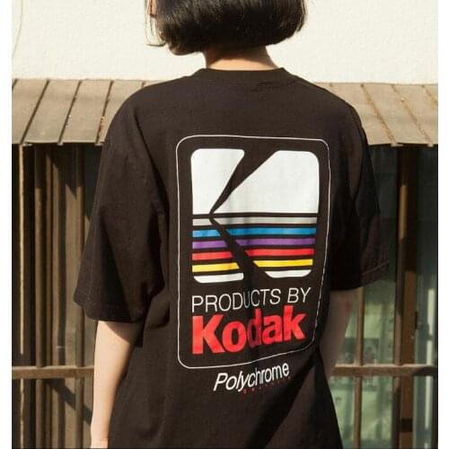 2021 Summer Men Women Tee INS Korea Retro Loose Wild Kodak Letter Short-sleeved KODAK Cotton T shirt