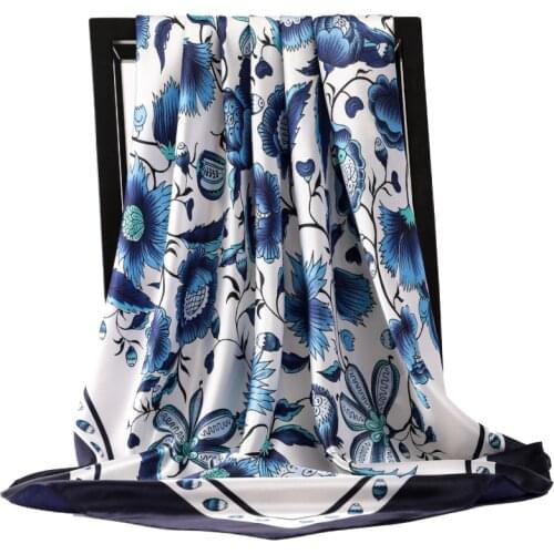 2021 Popular Print Square Handkerchief Female 90X90CM Dustproof Kerchief Summer Luxury Silk Scarves Fashion New Sunscreen Shawls