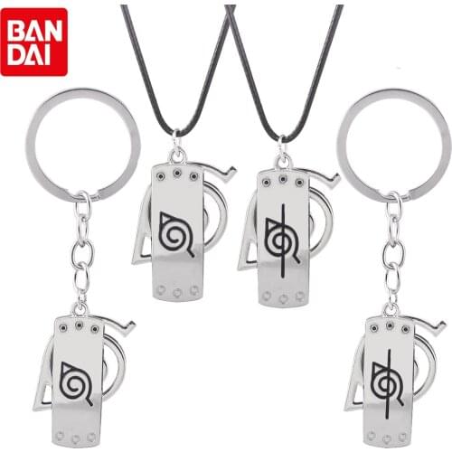 Bandai Anime Naruto Keychains Necklaces Uzumaki Naruto Figures Cosplay Metal Alloy Pendant Accessories Kawaii Kids Toy Cool Gift