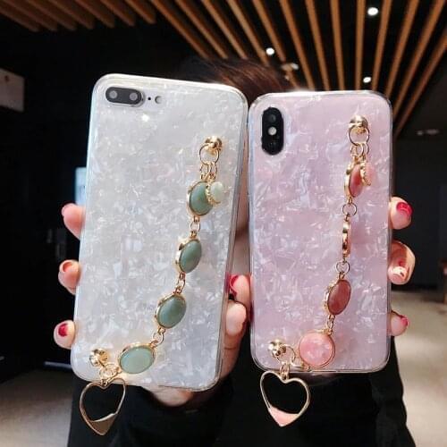 Case for OPPO A53S A5 A9 A31 2020 A12 A15 A52 A72 A91 A73 A93 A54 A74 A5S Half Transparent Conch Shell Phone Cover With Bracelet
