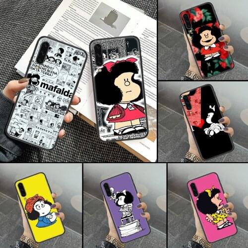 Cartoon Cute Mafalda Phone Case For Samsung Galaxy A10 A12 A20E A21S A30 A32 A40 A50 A51 A52 A70 A71 A72 A5 A6 A7 2018 black art