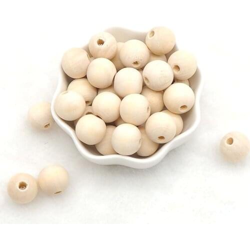 Chenkai 100PCS 12mm Natural Ball Wooden Beads Pendant Connectors Round Baby Toy Beads Wood For Charm Jewelry Making Handmade