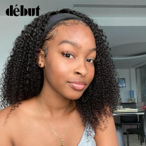Debut Headband Wigs For Women Afro Kinky Curly Machine Made Wig Brazilian Natural Human Hair Wigs Glueless Remy Human Hair Wigs