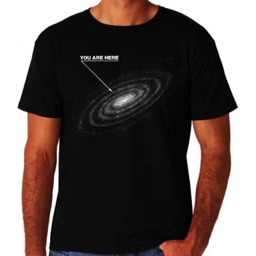 Cheap Crew Neck MenS Top Tee You Are Here Funny Space Universe Nerd Geek Tech 80s Science New Black T-Shirt Tops Tshirt Homme