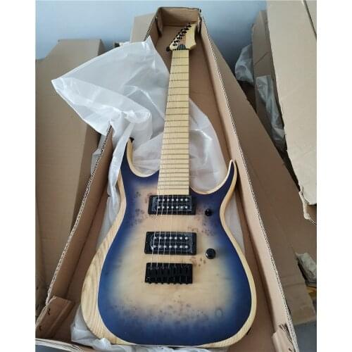 7 strings Electric Guitar with Blue purple ASH body ,Maple Fingerboard,Black Hardware,Provide customization