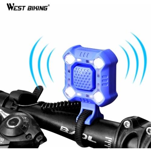 WEST BIKING 140 dB Bicycle Bell 350 Lumen USB Rechargeable Headlight 1200mAh Horn Waterproof Bike Light Cycling Loud Alarm Bell
