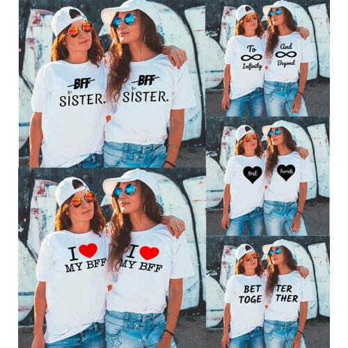 To Infinity and Beyond Better Together Besties BFF Sister Women T-hirts Matching Best Friends White Tops Pink Harajuku Shirt Tee