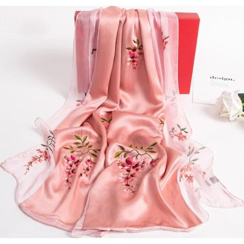 Hangzhou Natural Double Silk Scarf For Women Luxury Brand 100% Real Silk Headscarves Ladies Pure Silk Scarfs Shawls Wraps