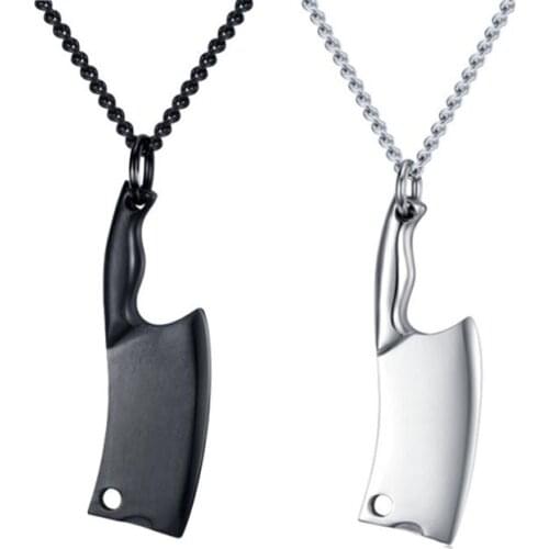 HipHop Chopper Pendant Mini Blade Chef Kitchen Knife Necklace For Men Women Punk Jewelry