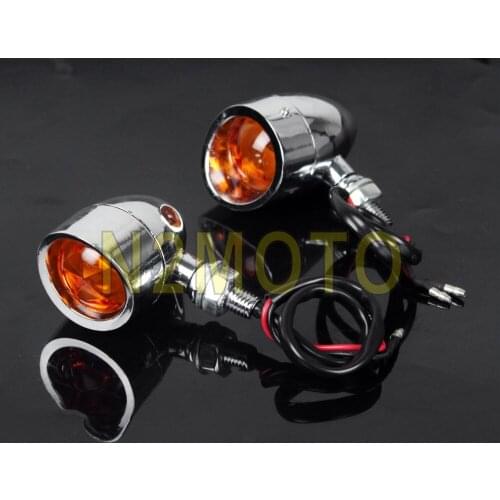 Chrome Metal Motorcycle Turn Signal Light Bulb 12V 10W Indicator Blinker Light for Harley Chooper Cruiser Bobber Marker Light