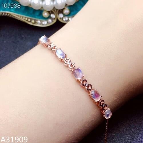 KJJEAXCMY Fine jewelry 925 sterling silver inlaid natural moonstone female bracelet support detection luxury