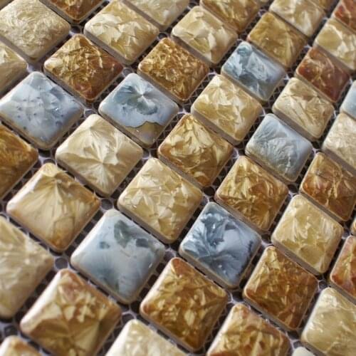Ceramic porcelain mosaic tile square 12x12" mesh mounting backsplash kitchen wall tile sticker bathroom floor tiles