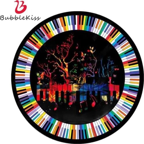 Bubble Kiss New Cool Colorful Music Piano Keys Carpet Modern Round Carpet Home Decor Living Room Carpet Kids Room Floor Mat Rug