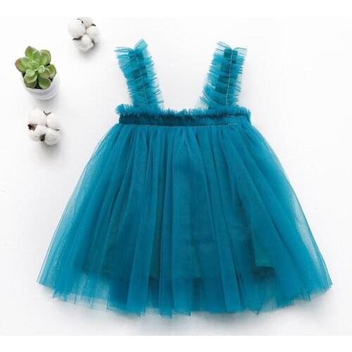 Summer Girls Dress 2021 New Mesh Baby Toddler Children Princess Clothing Sleeveless Square Collar Kids Clothes 1 2 3 4 5 Year