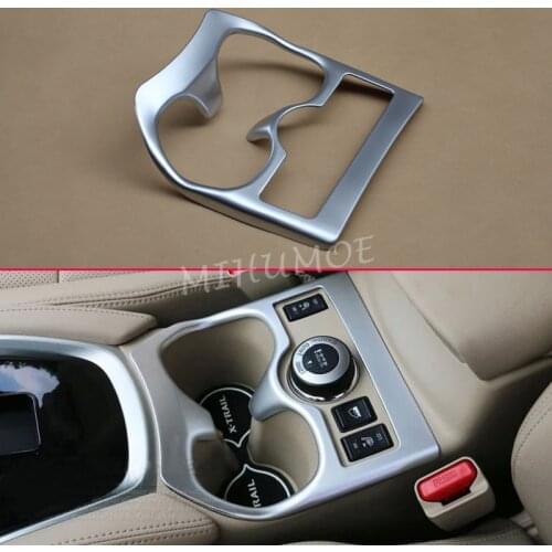 For Nissan Rogue Sport XTrail 4WD Matte Chrome Interior Cup Holder Cover Trims Surrounds