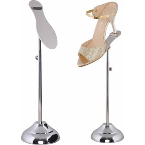 Metal Polished Silver Shoe Display Stand Shoe Riser Tray Stand Sandal Riser Display Rack Store Display Props Bracket Store Shelf