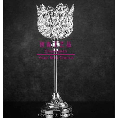 Metal Candle Holders Candlestick Flower Stand Home Decor Wedding Prop Crystal Candle Holder Candelabra Flower Vase Party Supply
