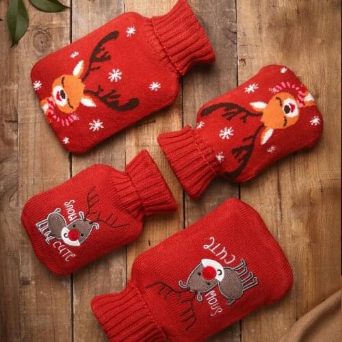 Cute Hot Water Bottle 1/2 L with Knitted Cover Classic Hand Warmer Warm Belly Treasure Winter Soft Hot Water Bags