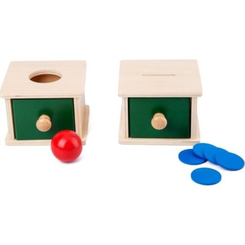 Infant Toddler Wooden Coin Ball Matching Box Montessori Tools for Baby Children