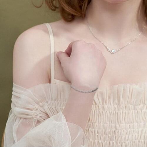 Silver Color Charming Flash Twisted Rope Chain Bracelets Steel Jewelry Wrist Accessor Length Lady Adjustable For Women H5R3