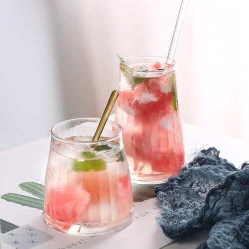 Nordic Simple Glass Cup Creative Transparent Water Cup Tazas Para Cafe Home Milk Juice Heat Resistant Glass New 360ML MM60BLB