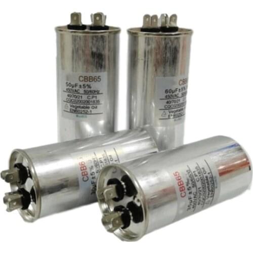 1Pc CBB65 450VAC 20/25/30/40/50/60/70/80uF AC Motor Start Capacitor Air Conditioner Compressor