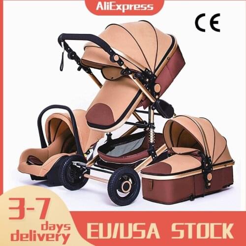 Luxurious Baby Stroller 3 in 1 Portable Travel Baby Carriage Folding Prams Aluminum Frame High Landscape Car for Newborn Baby