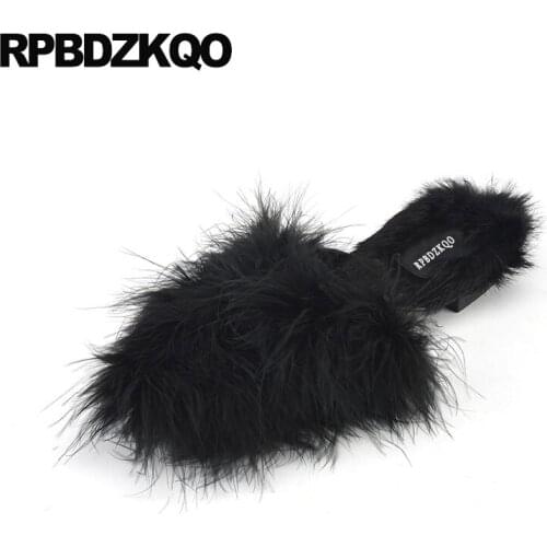 Sandals 2018 Nude Pointed Toe 10 Mules Flats Women Large Size Slippers Designer 42 Wide Fit Shoes Ladies Fur Cute Fashion