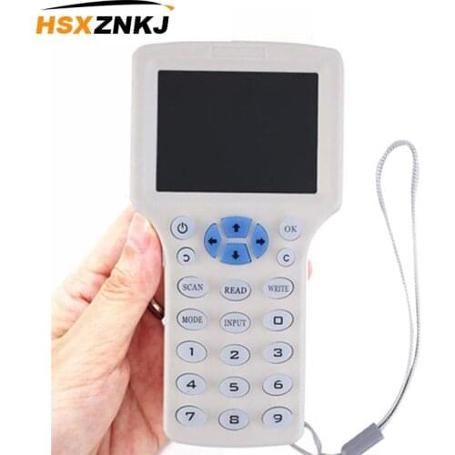 English RFID Reader Writer Copier Duplicator IC/ID 10 Frequency with USB Cable for 125Khz 13.56Mhz Cards LCD Screen