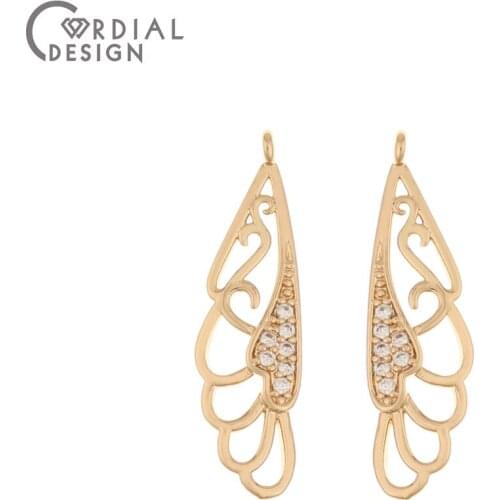 Cordial Design 50Pcs 8*29MM Jewelry Accessories/Hand Made/DIY Earrings Making/Jewelry Findings & Components/Wing Shape/CZ Charms