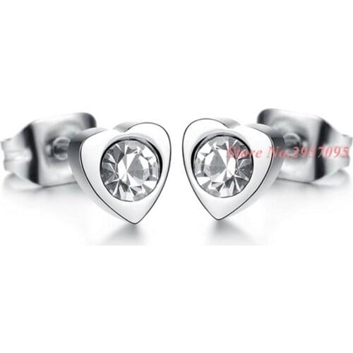 Fashion Crown Ear Earrings Stainless Steel Heart Design Crystal For Men Women Jewelry For Men Women Wholesale