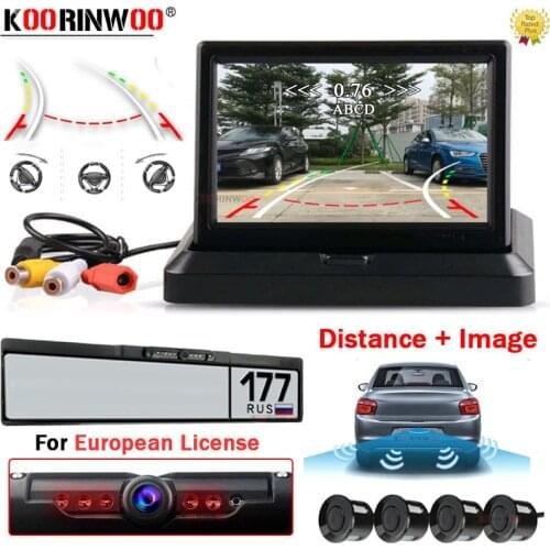 Koorinwoo Intelligent System European License Frame For Number Camera Wireless Parking Sensor Rear Canera Night Vision Monitor
