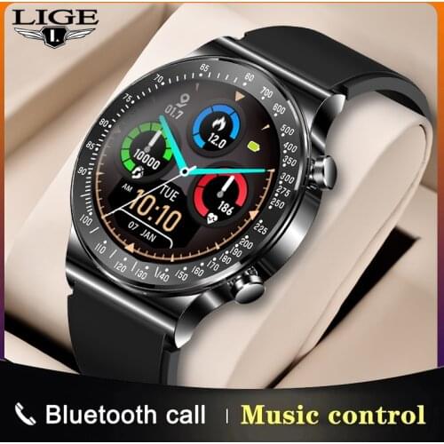 LIGE 2021 New Smart Watch For Men Bluetooth Call Sports Heart Rate Blood Pressure Waterproof Watches Android IOS Men SmartWatch