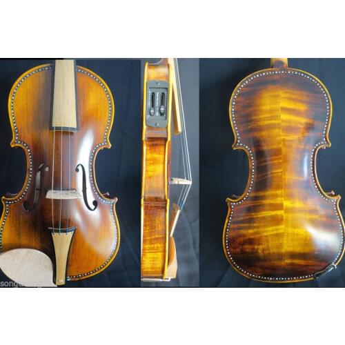 Baroque style SONG art inlay/drawing electric & acoustic violin 4/4 #11112
