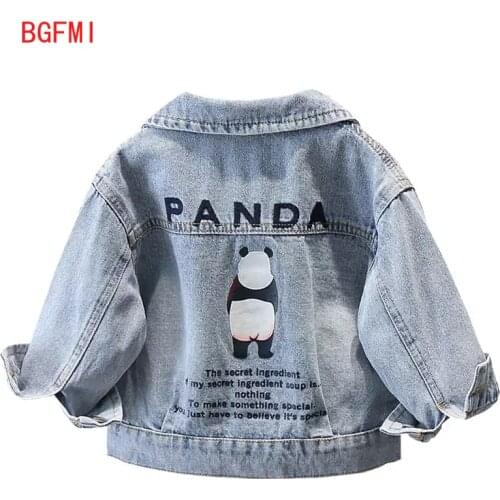 1-7T Baby Panda Printed Blue Denim Jacket Childrens Wear 2021 Spring Autumn New Boys Single-breasted Tops Kids Korean Jackets