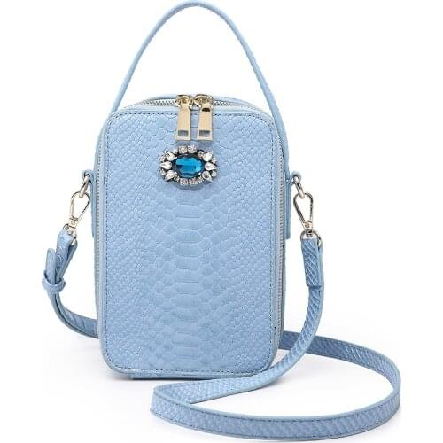 2021 Summer Blue Python Ladies Tote Bags Designer Crystal Diamond Women Messenger Bags Famous Brand Luxury Handbags Women Bags