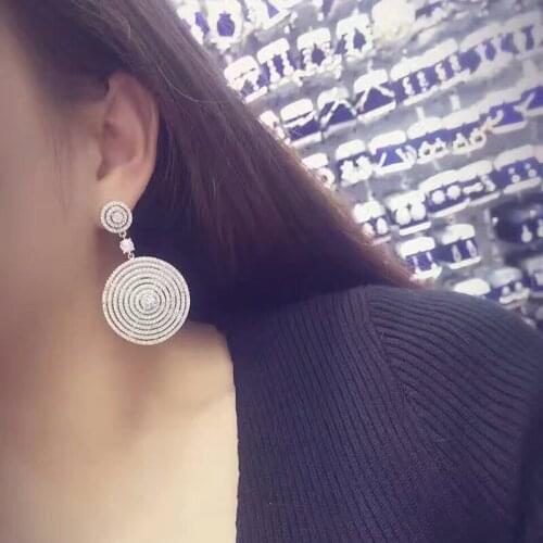 YAN MEI Fashion Big ROUND Earring Zirconia Stud Earrings For Women Weeding Accessories GLE6638