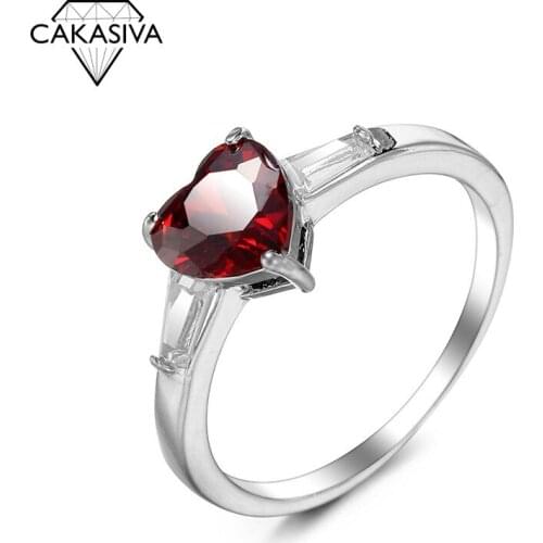 Heart shaped Vintage Red Ruby Rings for Women New Fashion Gemstone Silver 925 Jewlery Ring Wholesale Party Gifts